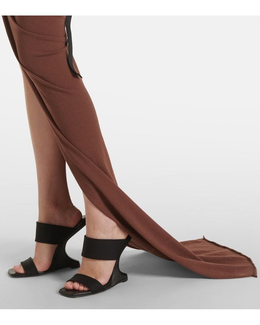 Rick Owens Brown Drkshdw Edfu Cotton Jersey Maxi Skirt