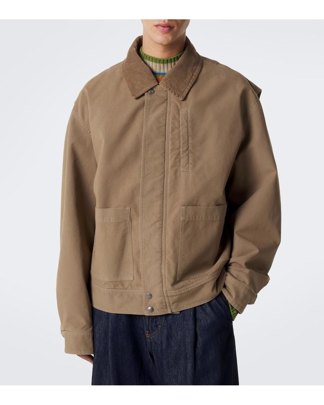 Dries Van Noten Brown Corduroy-Trimmed Cotton Field Jacket for men
