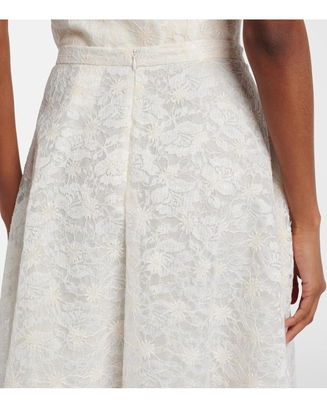 Max Mara White Avena Embroidered Midi Skirt