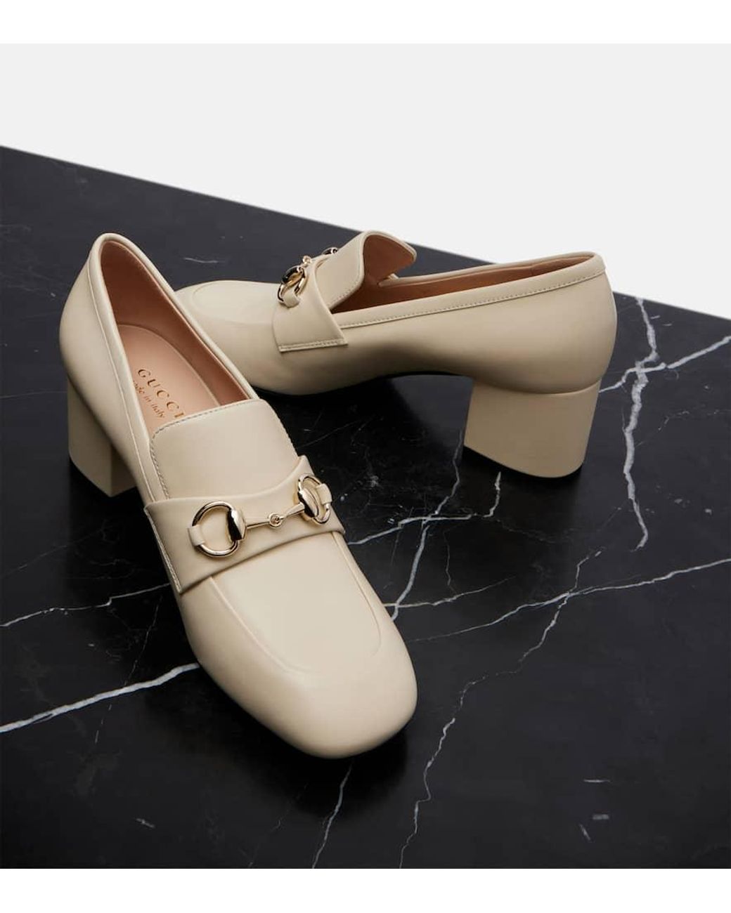 Escarpins-Mocassins En Cuir Avec Détail Mors Pour Femme, Taille Gucci en coloris White