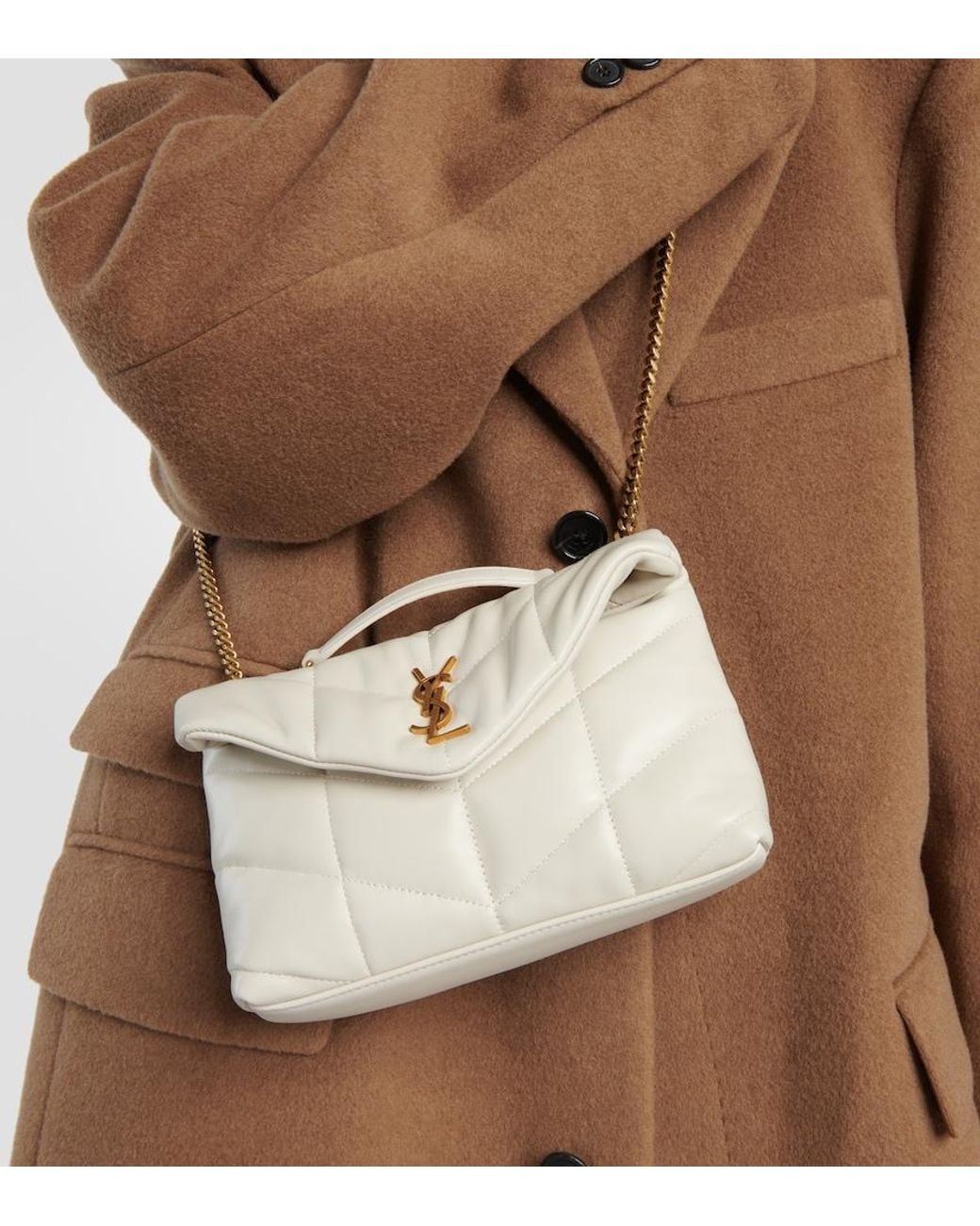 Saint Laurent White Puffer Toy Leather Shoulder Bag