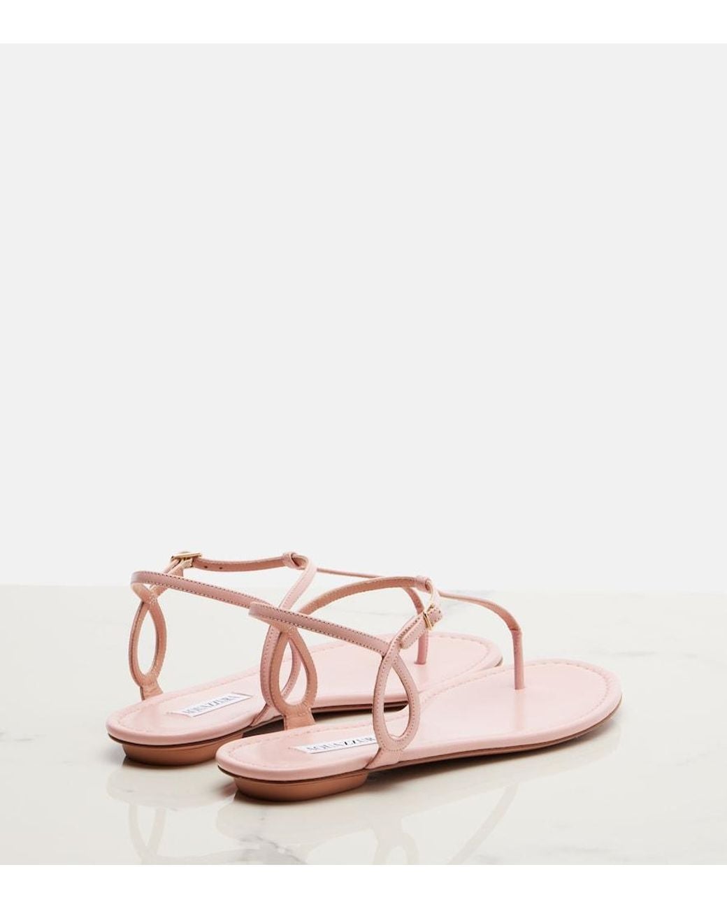 Aquazzura Pink Almost Bare Leather Thong Sandals