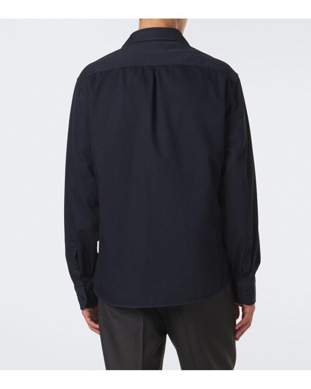Brunello Cucinelli Blue Cotton Poplin Shirt for men