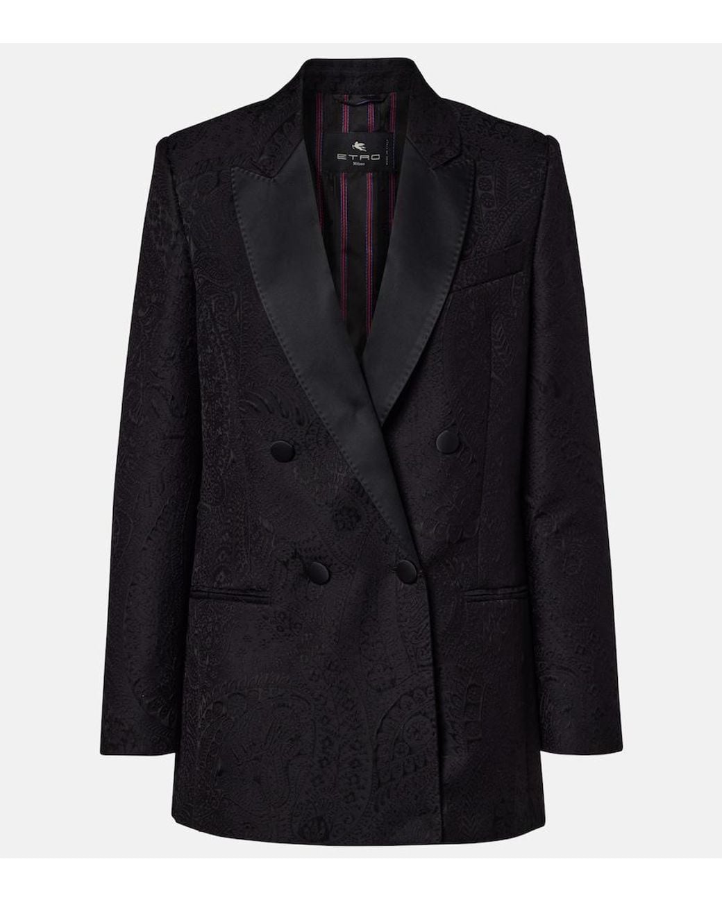 Etro Black Double-Breasted Blazer