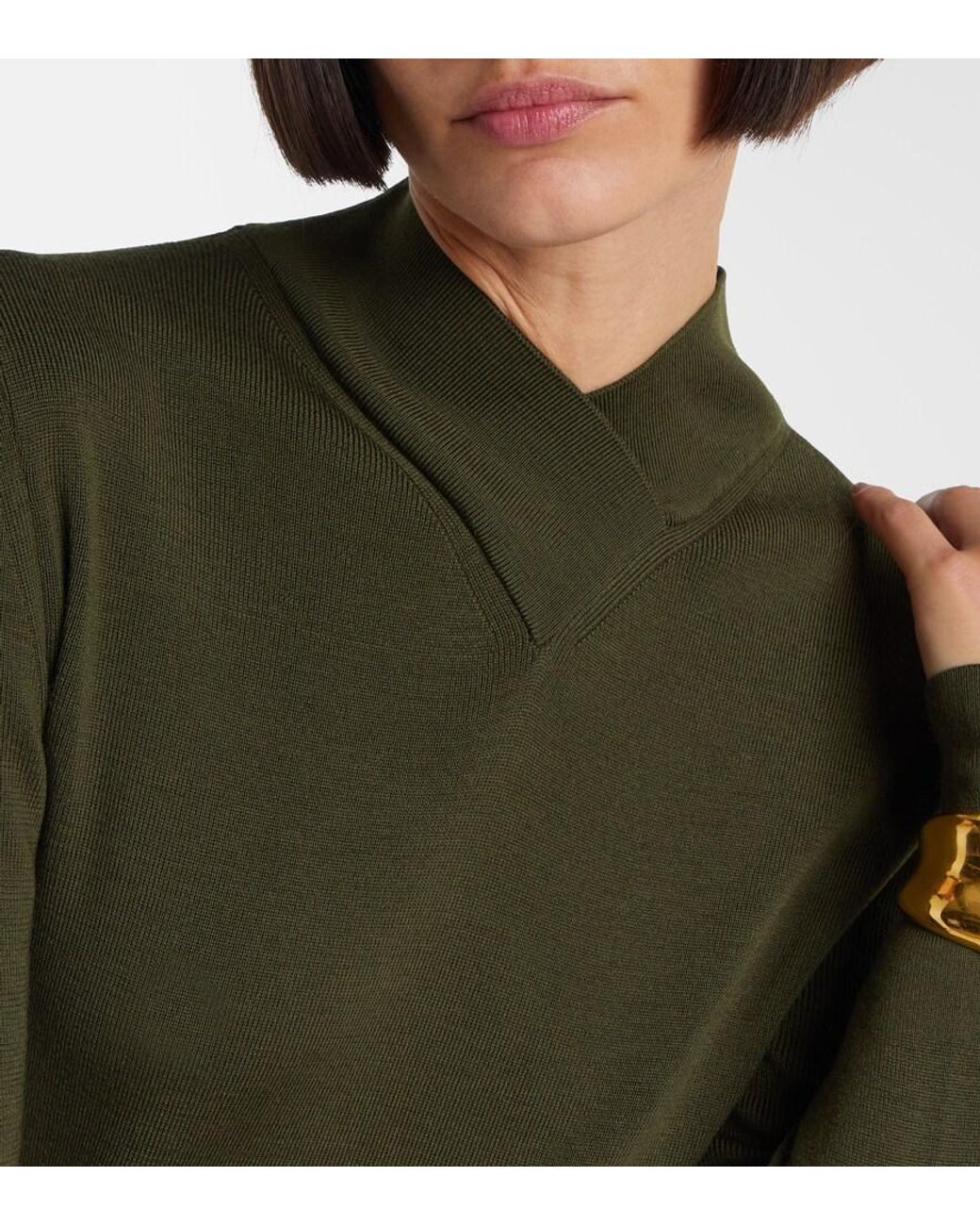 Tom Ford Green Knitted Wool Midi Dress