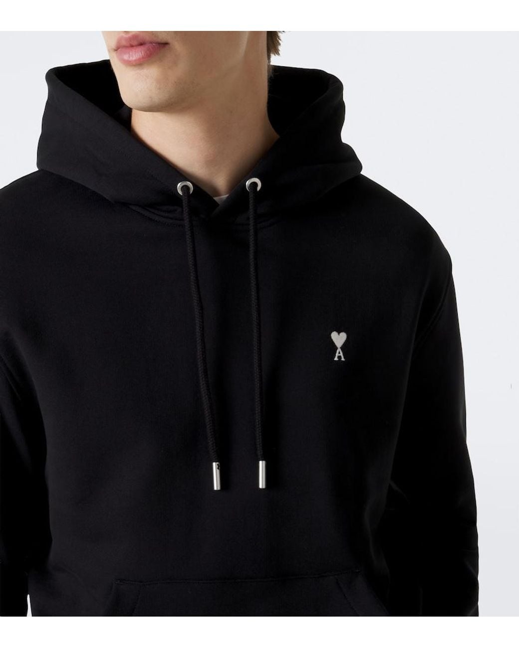 AMI Blue Ami De Cour Cotton Jersey Hoodie for men