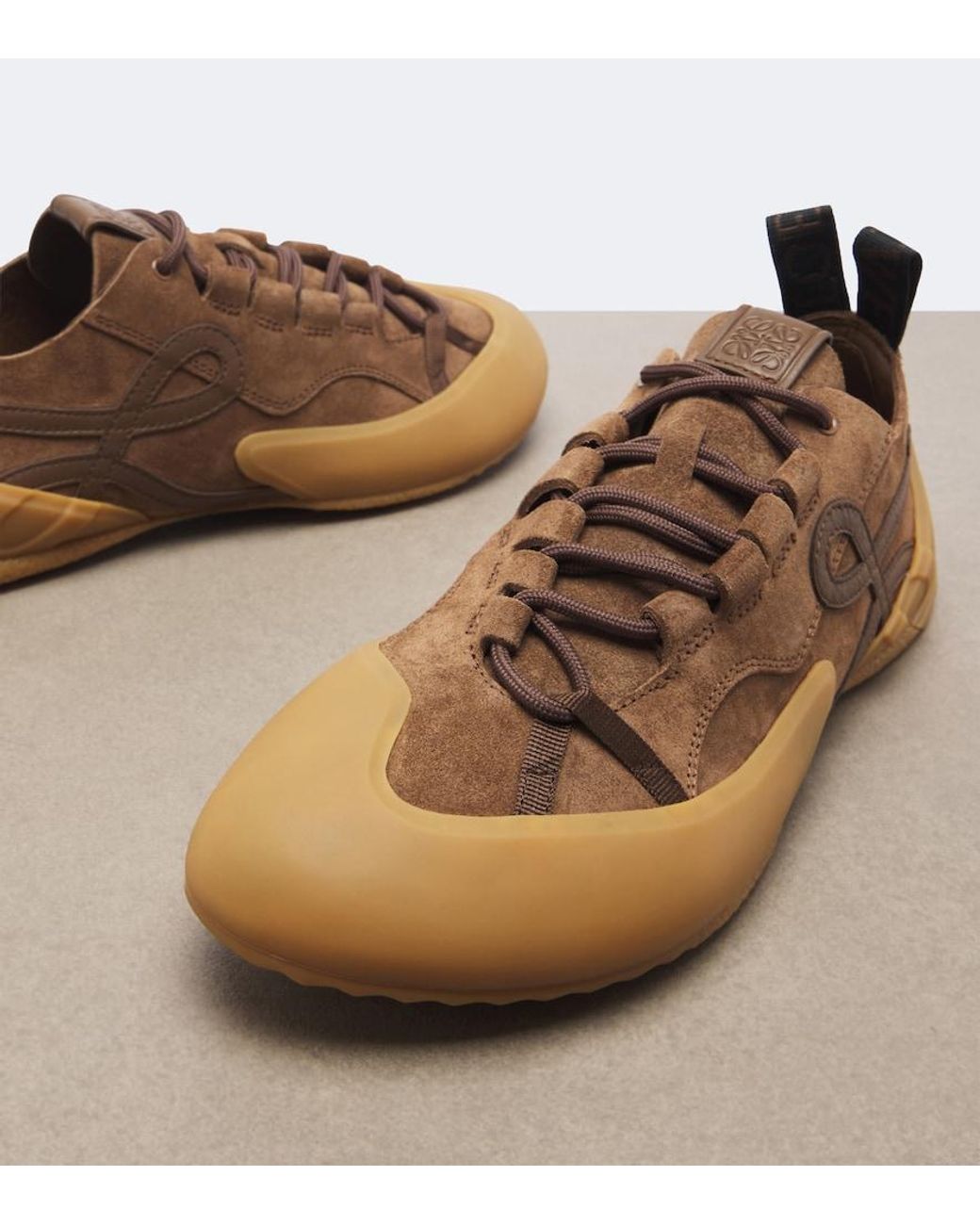 Loewe Brown Grip Anagram Suede Sneakers