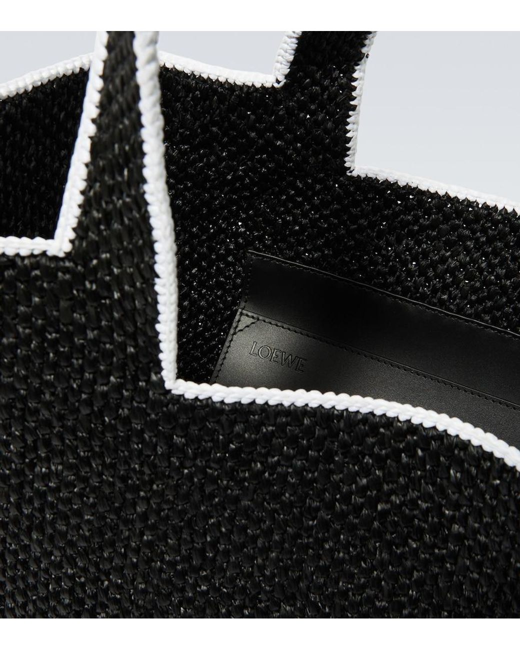 Loewe Black Logo Large Raffia Shopper for men