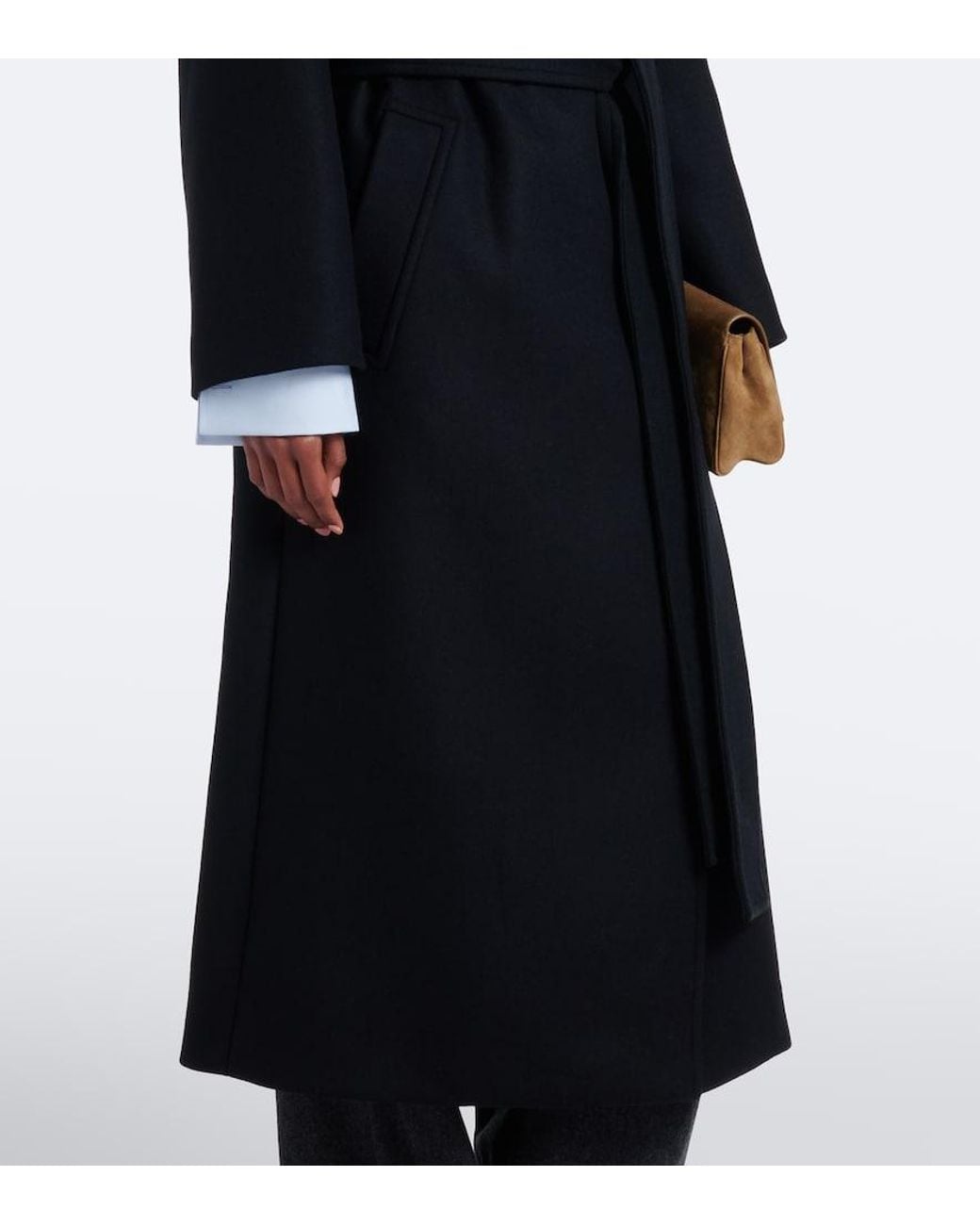 Joseph Black Fiore Wool-Blend Wrap Coat