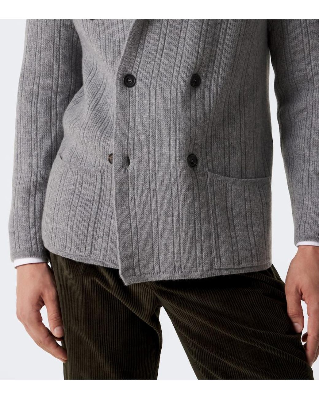 Rubinacci Gray Cashmere Cardigan for men