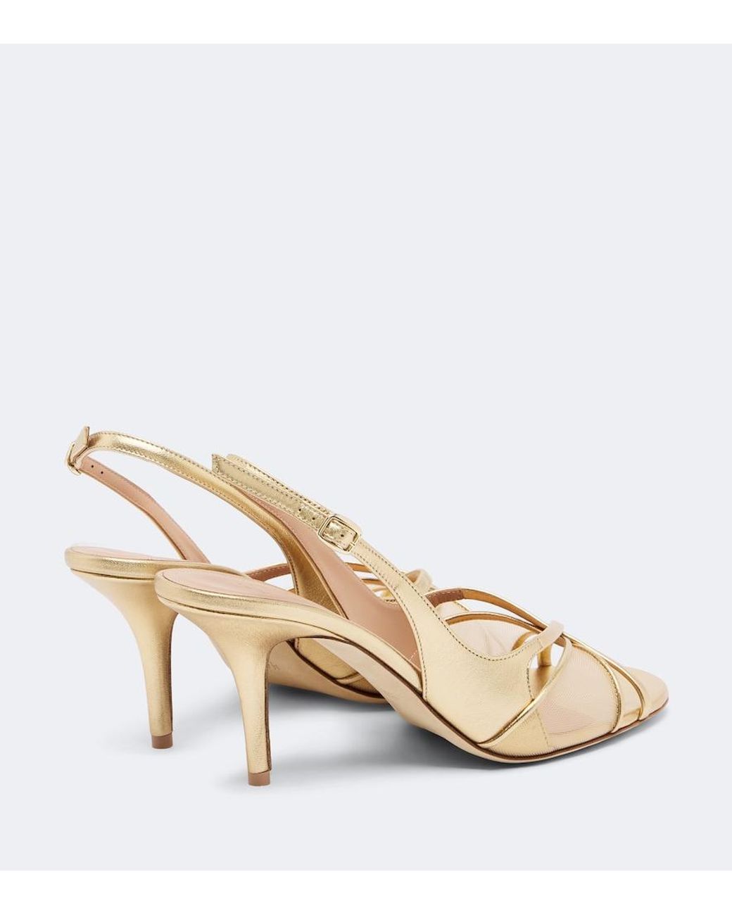 Malone Souliers Metallic Petra Leather And Mesh Slingback Sandals