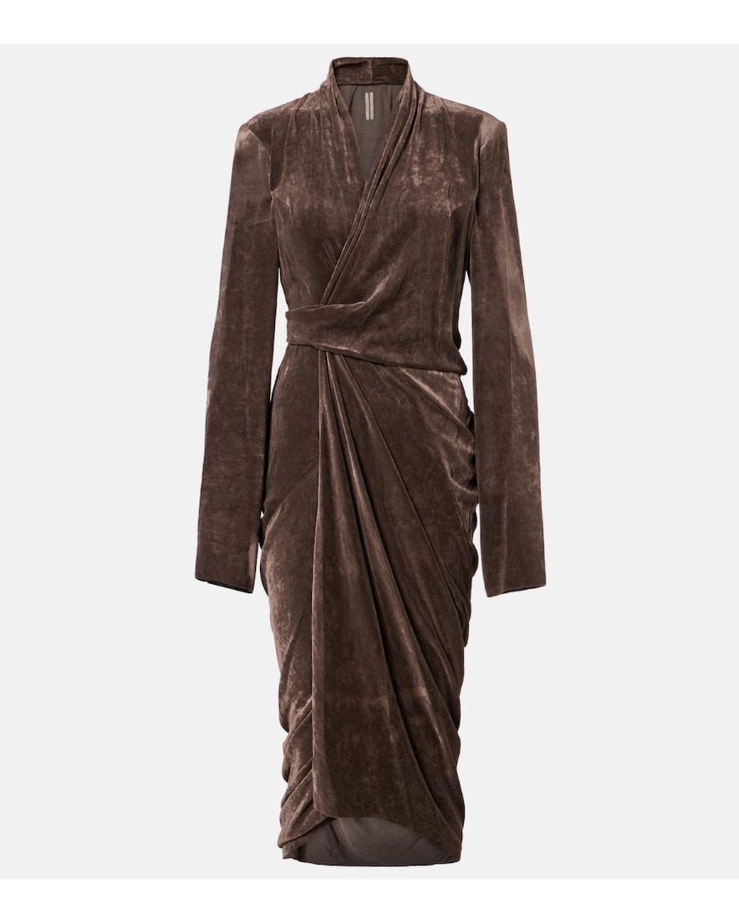 Rick Owens Brown Wrap Midi Dress