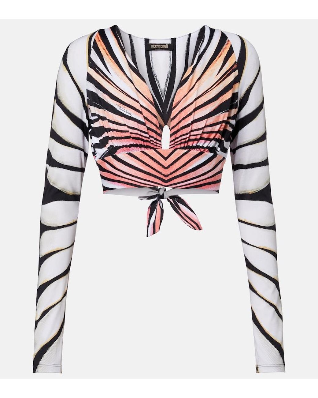 Roberto Cavalli Black Printed Crop Top