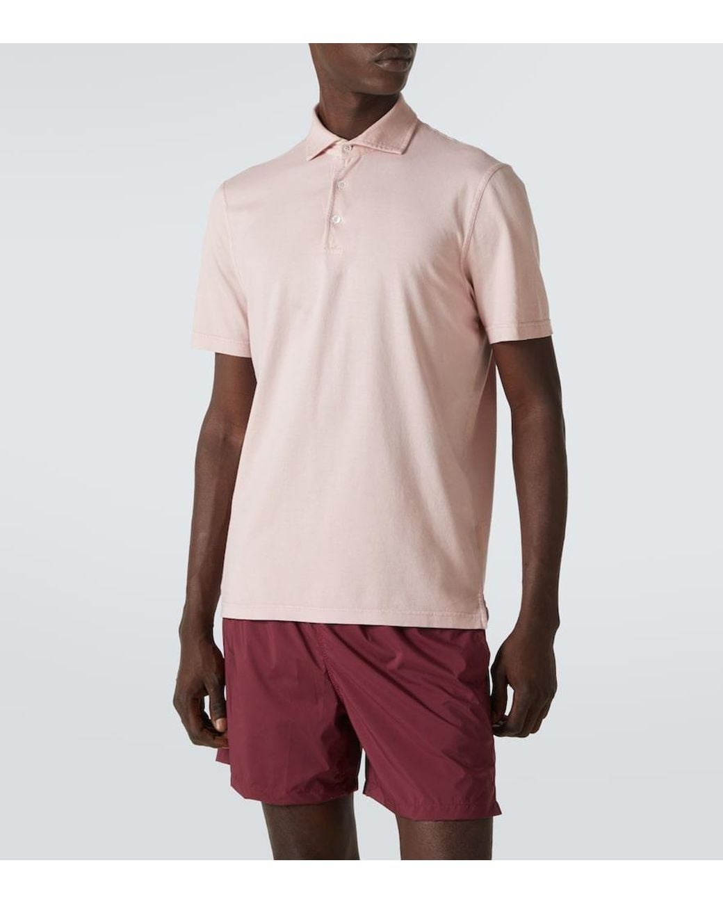 Fedeli Pink Zero Cotton Jersey Polo Shirt for men