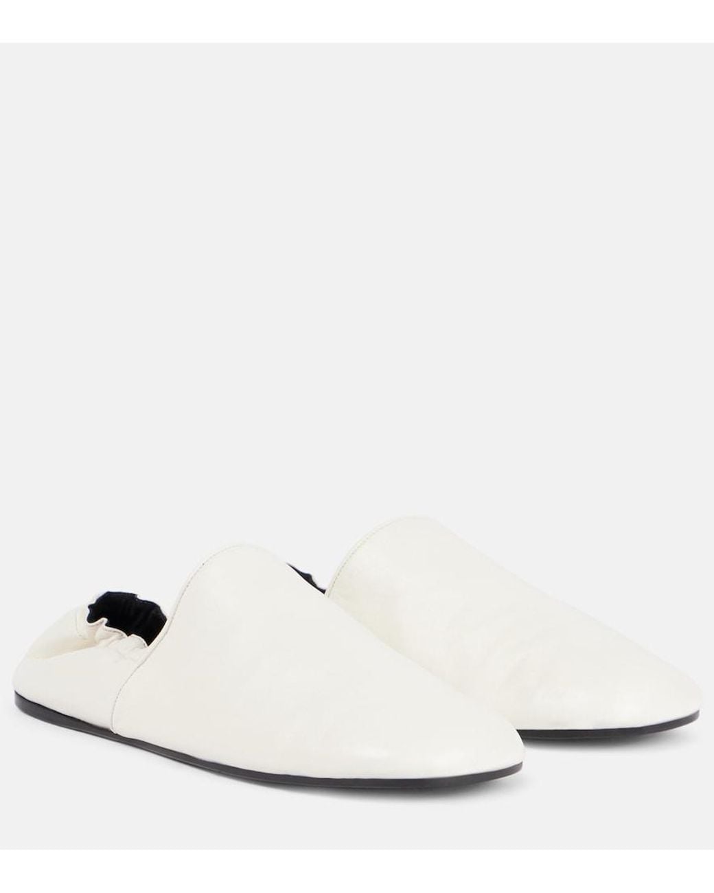 Khaite White Banks Leather Slip-On Shoes