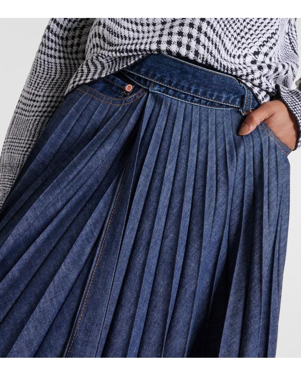 【送料&関税込】Sacai Denim PlissA¨ Midi Skirt sacai | Pleated Denim Midi Skirt – Kirna Zabête