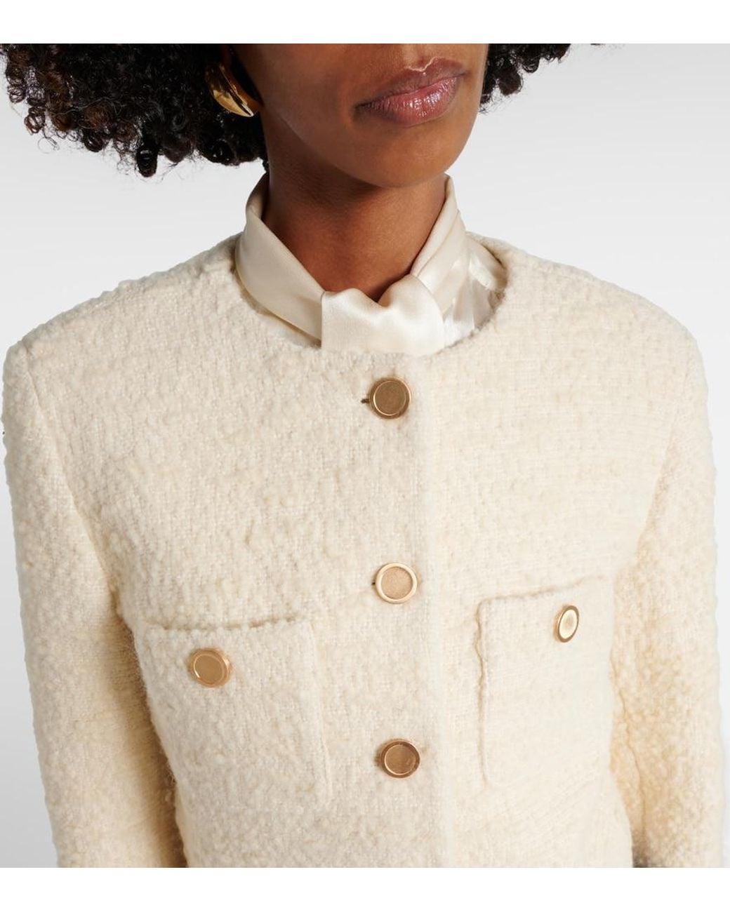 FRAME Natural Cropped Cotton And Wool Jacket