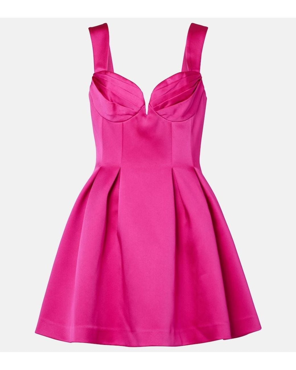 Rebecca Vallance Pink Saskia Pleated Satin Minidress