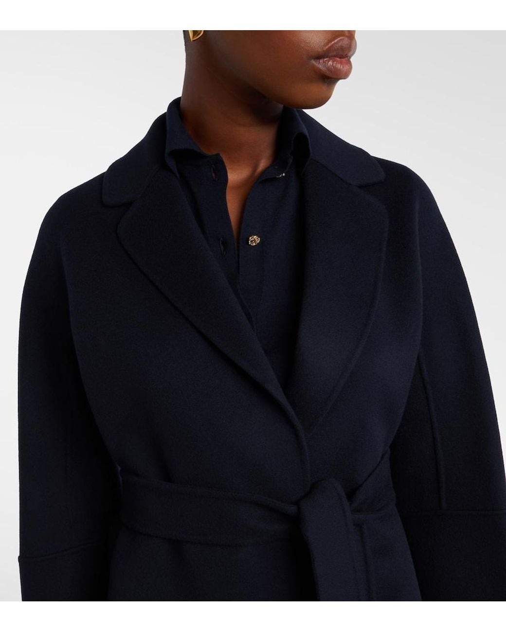 Max Mara Black Wool Wrap Coat