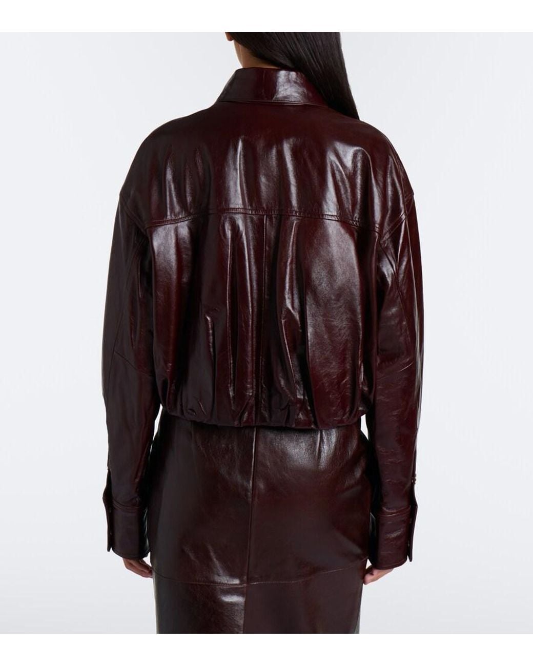 Sportmax Brown Cropped Leather Jacket