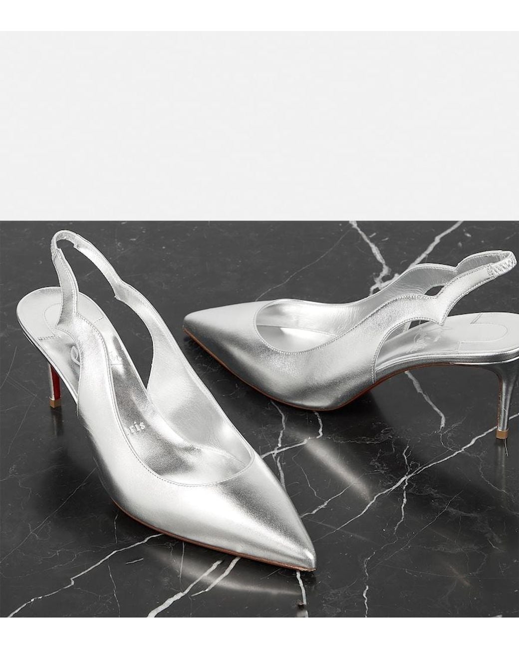 Christian Louboutin White Leather Slingback Pumps