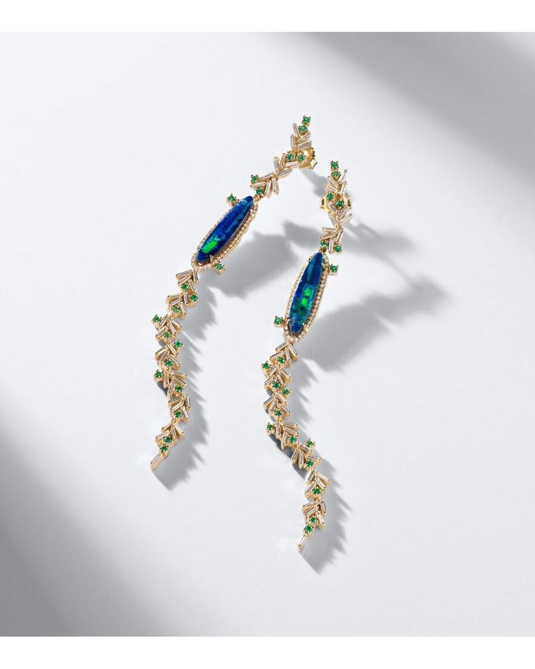 Suzanne Kalan White 18Kt Drop Earrings With Gemstones