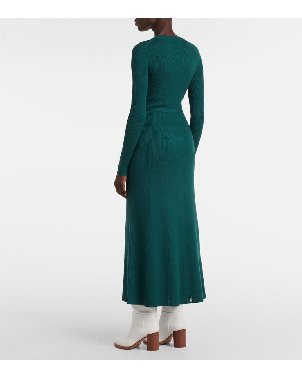 Gabriela Hearst Green Imagene Wool Midi Dress