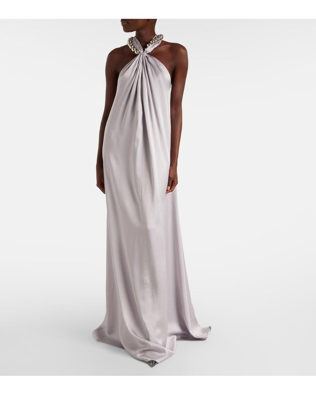 Stella McCartney White Embellished Satin Gown