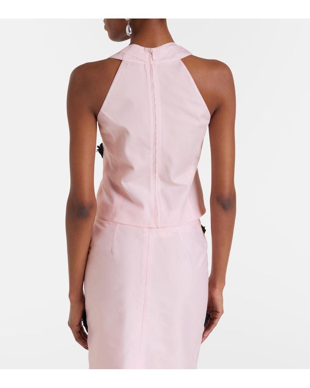 ShuShu/Tong Pink Floral-Appliqué Top