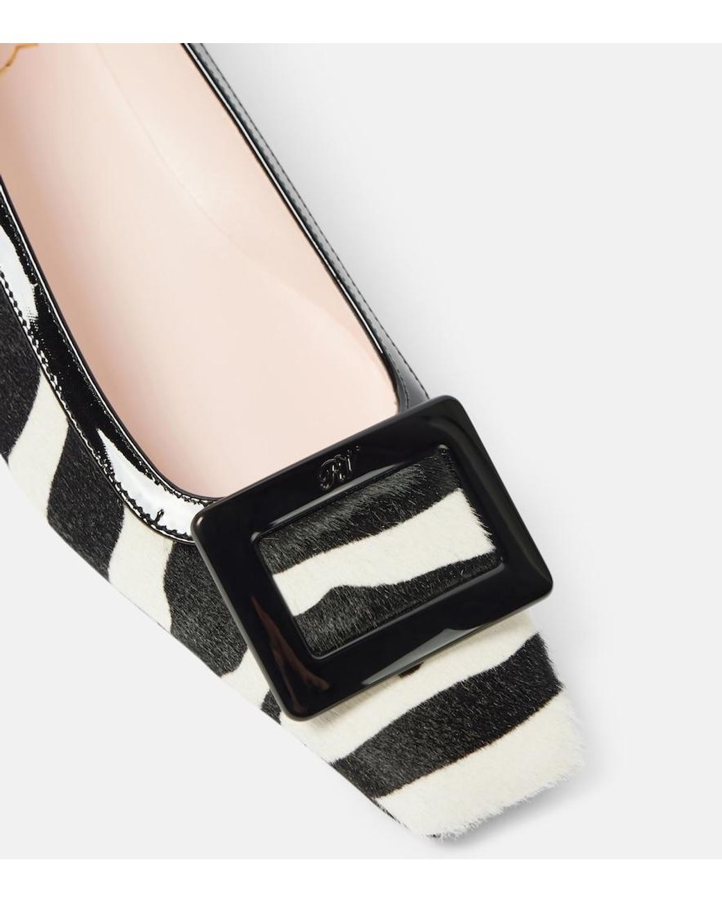 Roger Vivier Black Belle Vivier Calf Hair Ballet Flats