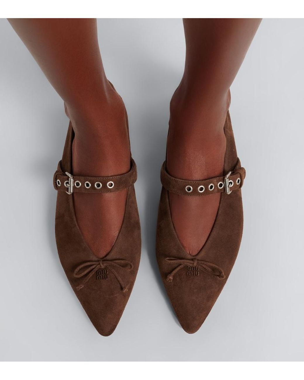 Miu Miu Brown Suede Ballet Flats