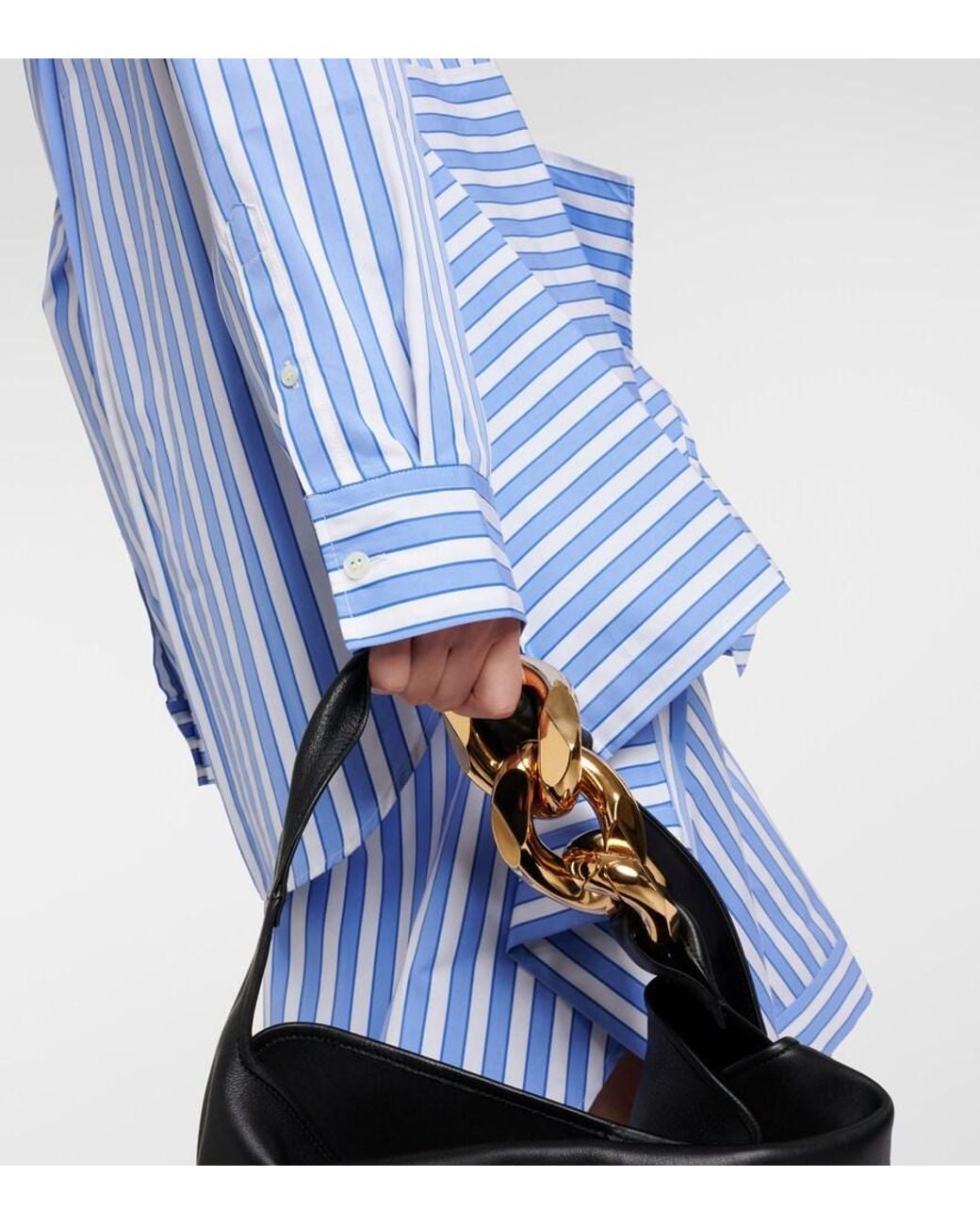 J.W. Anderson Blue Striped Peplum Cotton Shirt