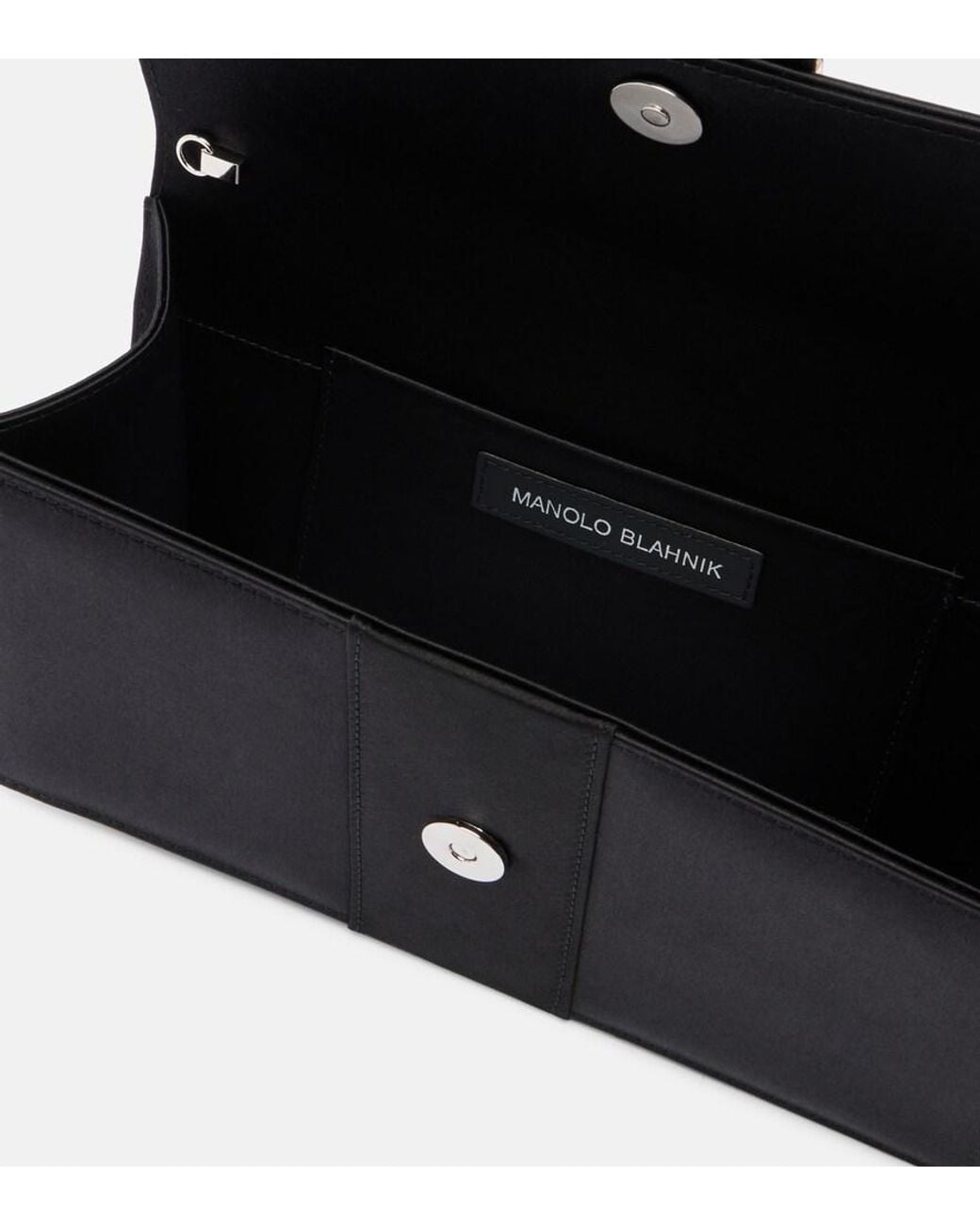 Manolo Blahnik Black Maycapjou Satin Clutch