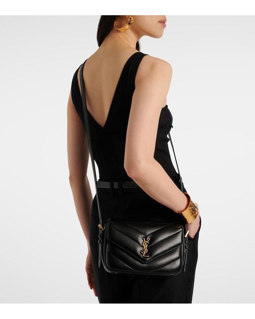 Saint Laurent Black Loulou Toy Leather Crossbody Bag