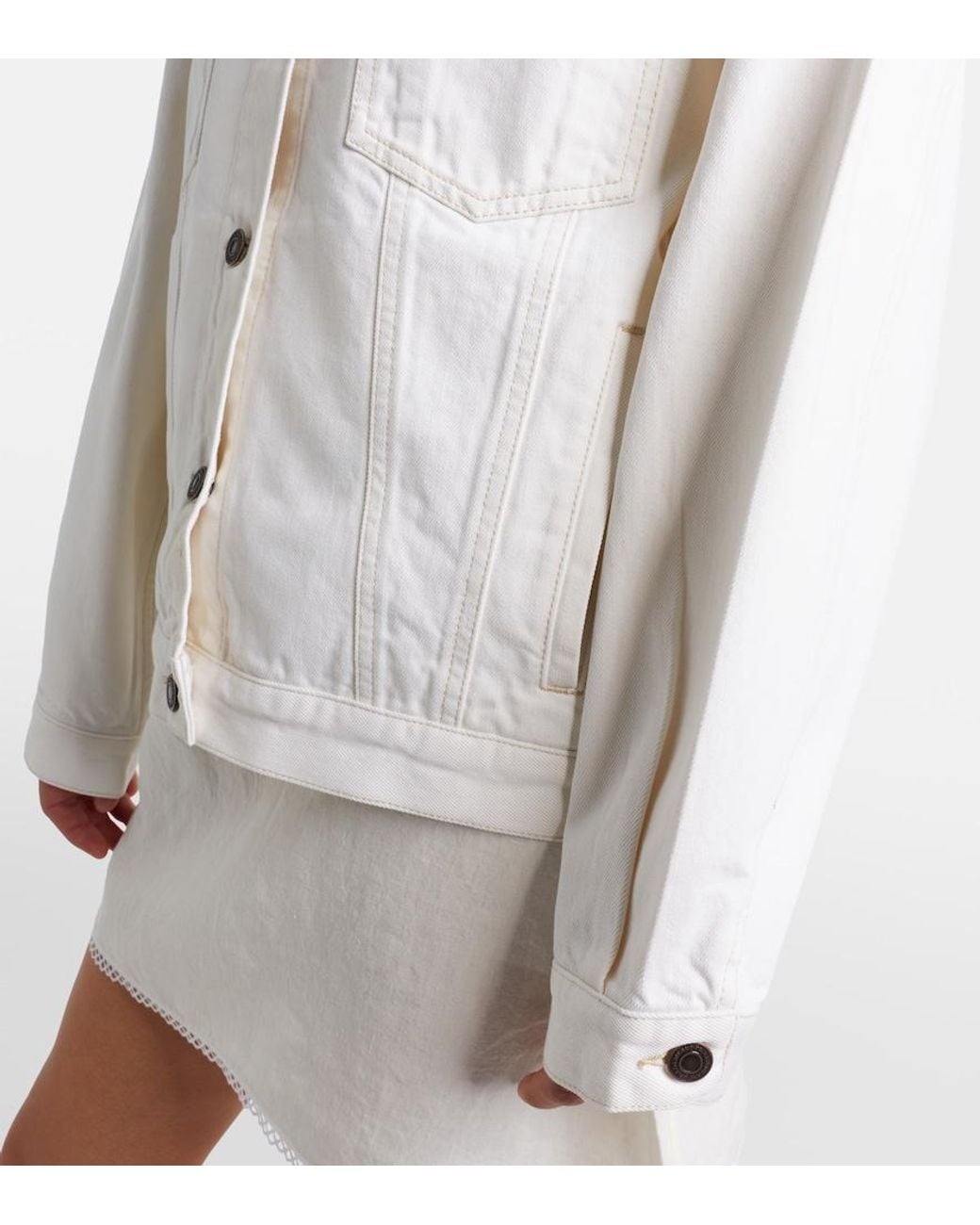 Prada White Suede-Trimmed Denim Jacket