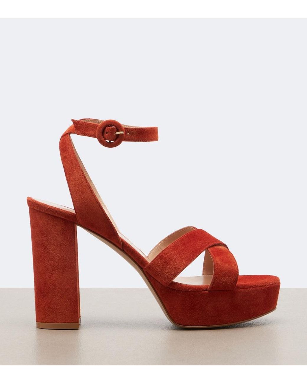 Gianvito Rossi Red Sabrina Suede Platform Sandals