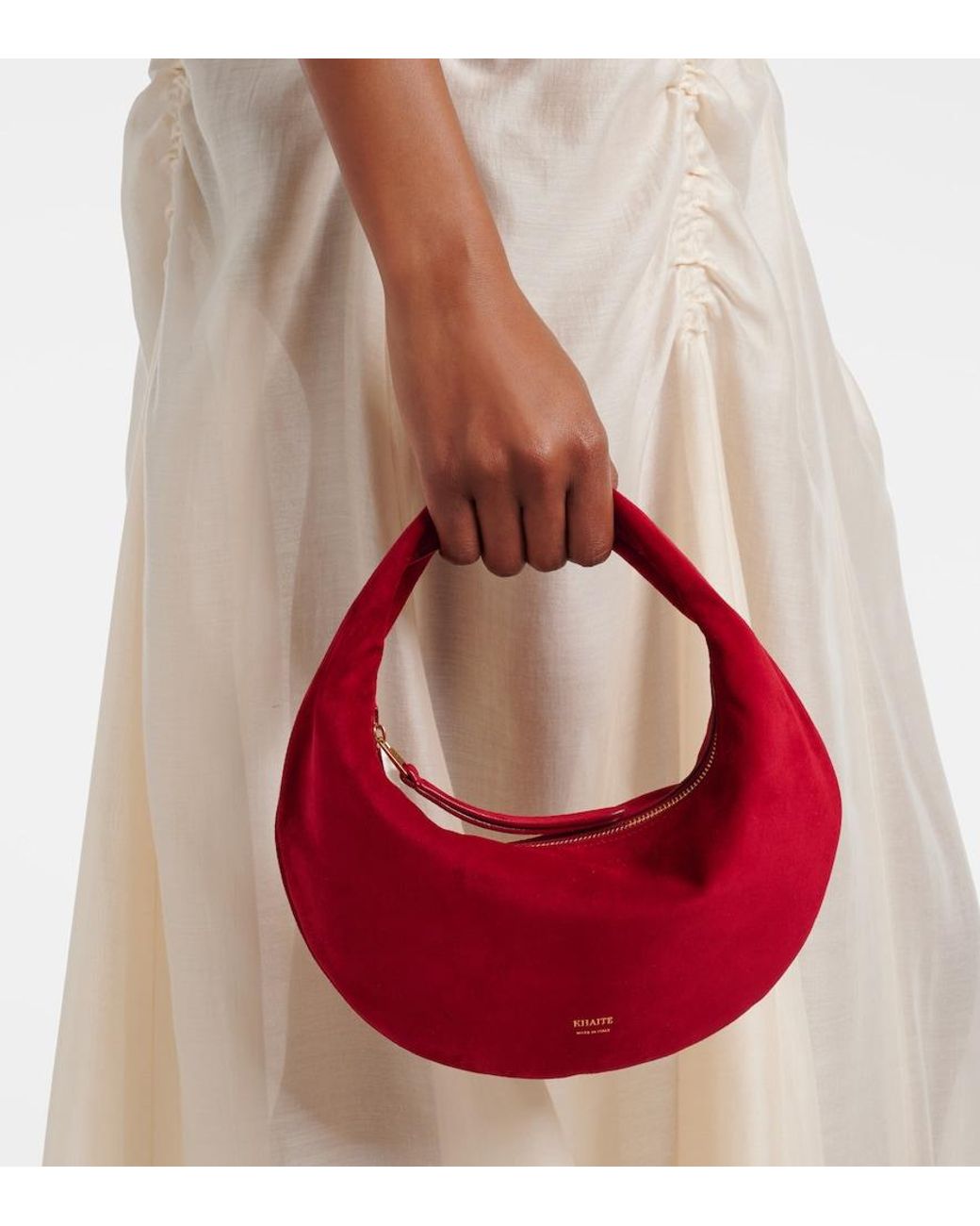 Khaite Red Olivia Mini Suede Top-Handle Bag