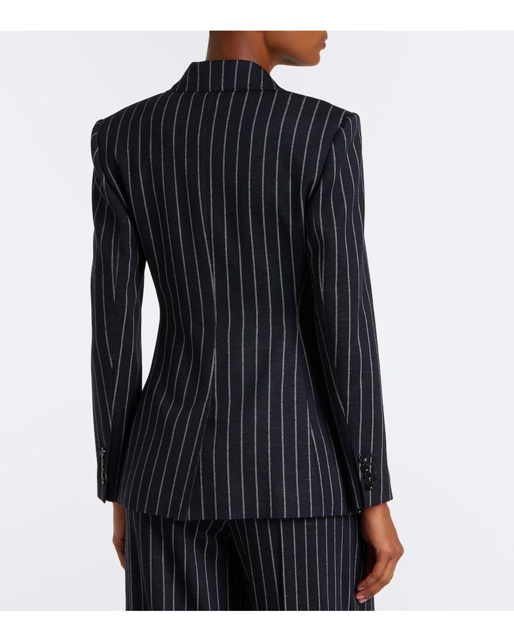 Max Mara Black Pinstripe Double-Breasted Jersey Blazer