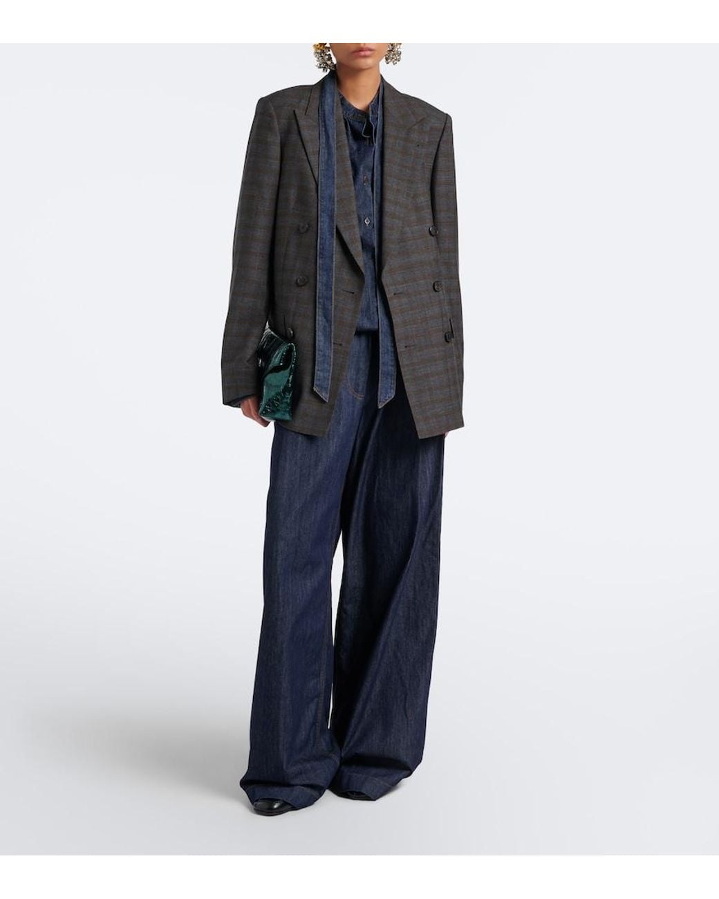 Dries Van Noten Black Checked Double-Breasted Wool Blazer