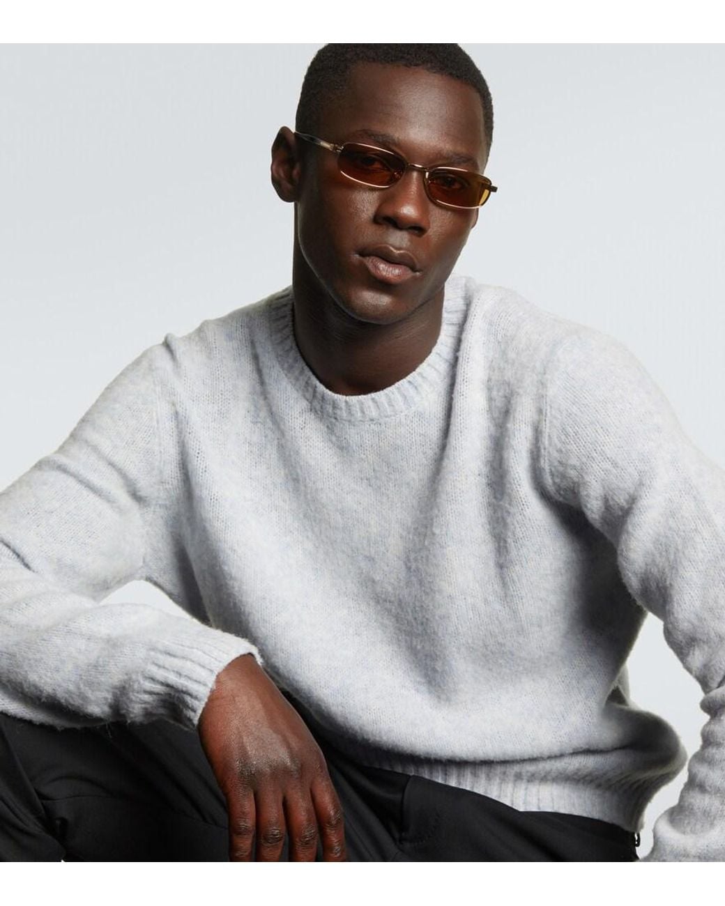 Prada Metallic Logo Rectangular Sunglasses for men