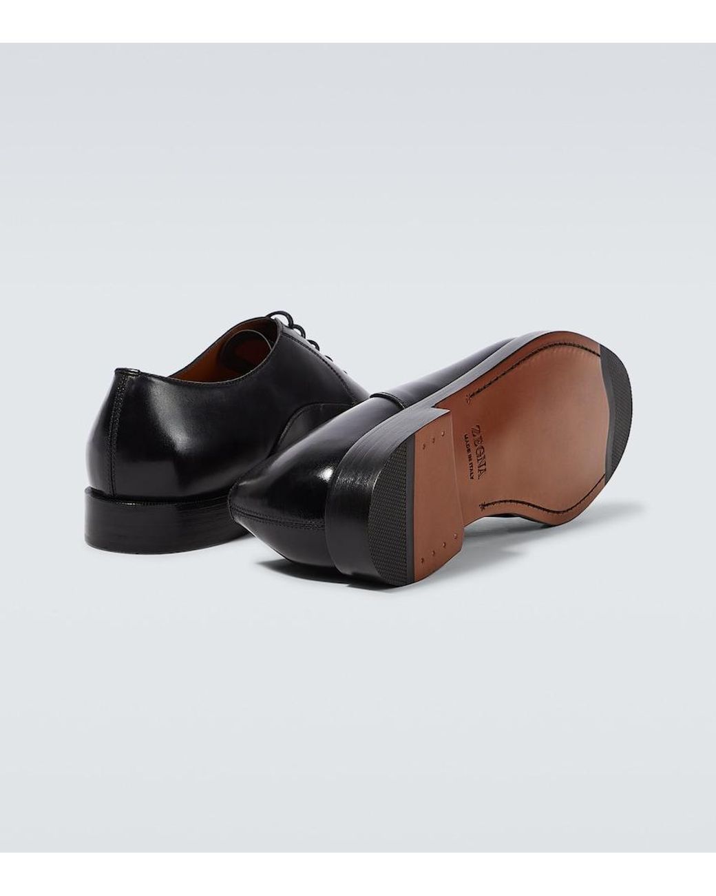 Zegna Black Oxford Leather Shoes for men