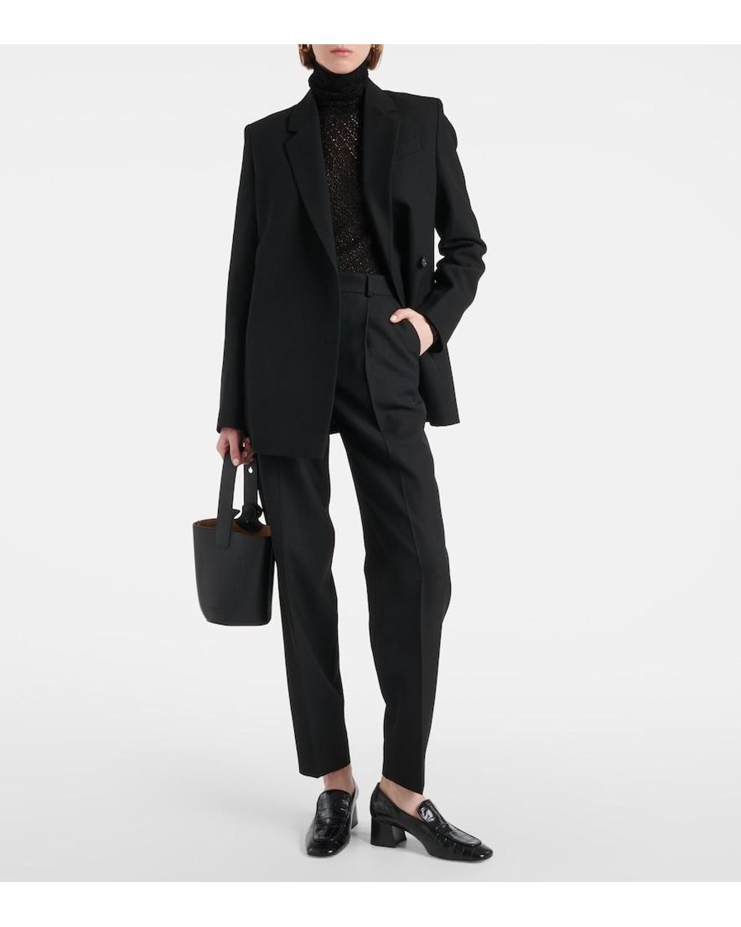 Totême Black High-Rise Tapered Pants