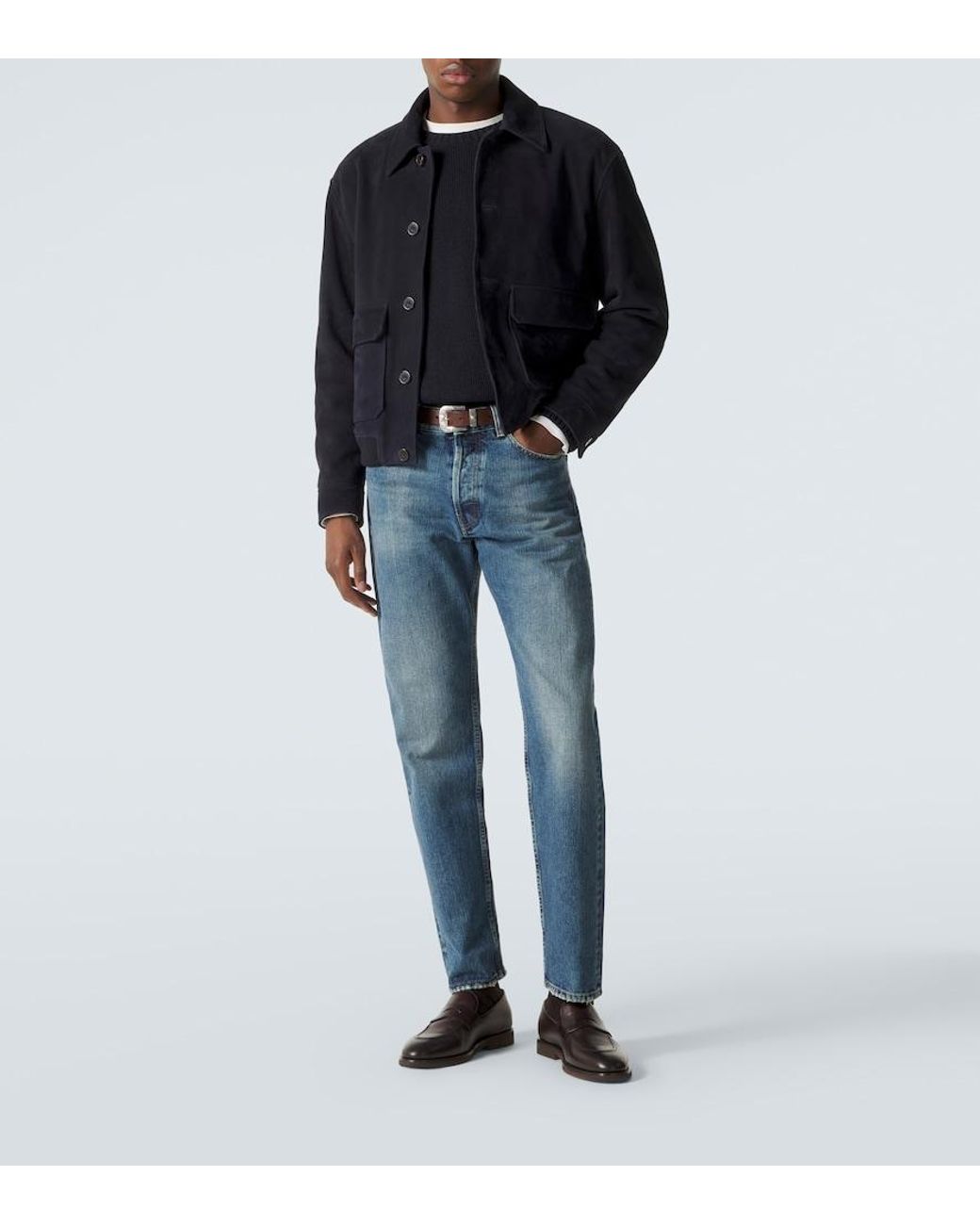 Thom Sweeney Blue Mid-Rise Straight Jeans for men