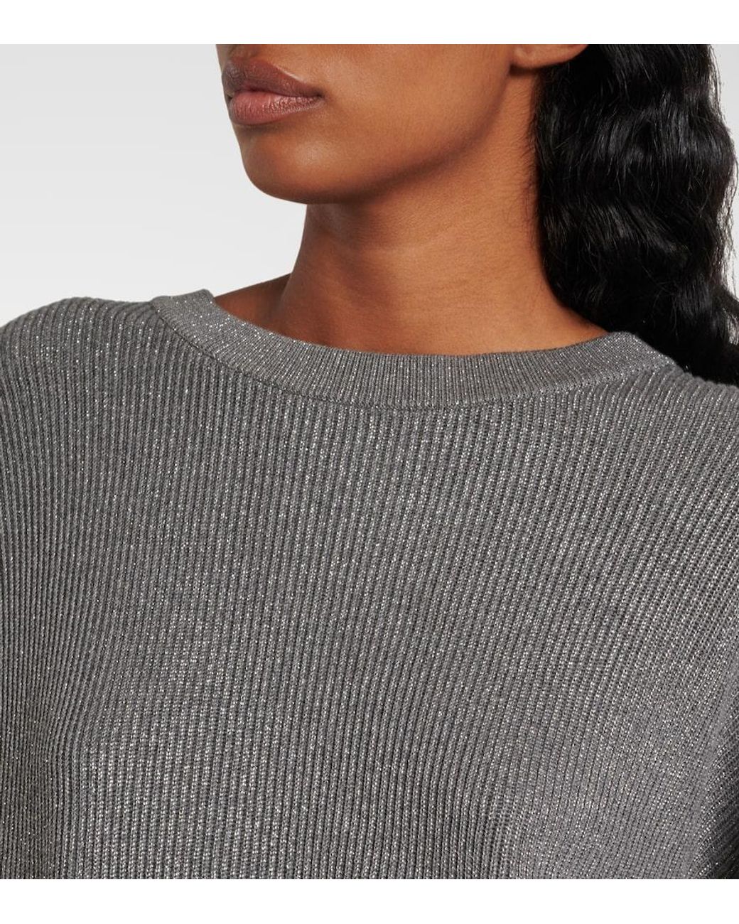 Brunello Cucinelli Gray Pullover Aus Einem Baumwollgemisch