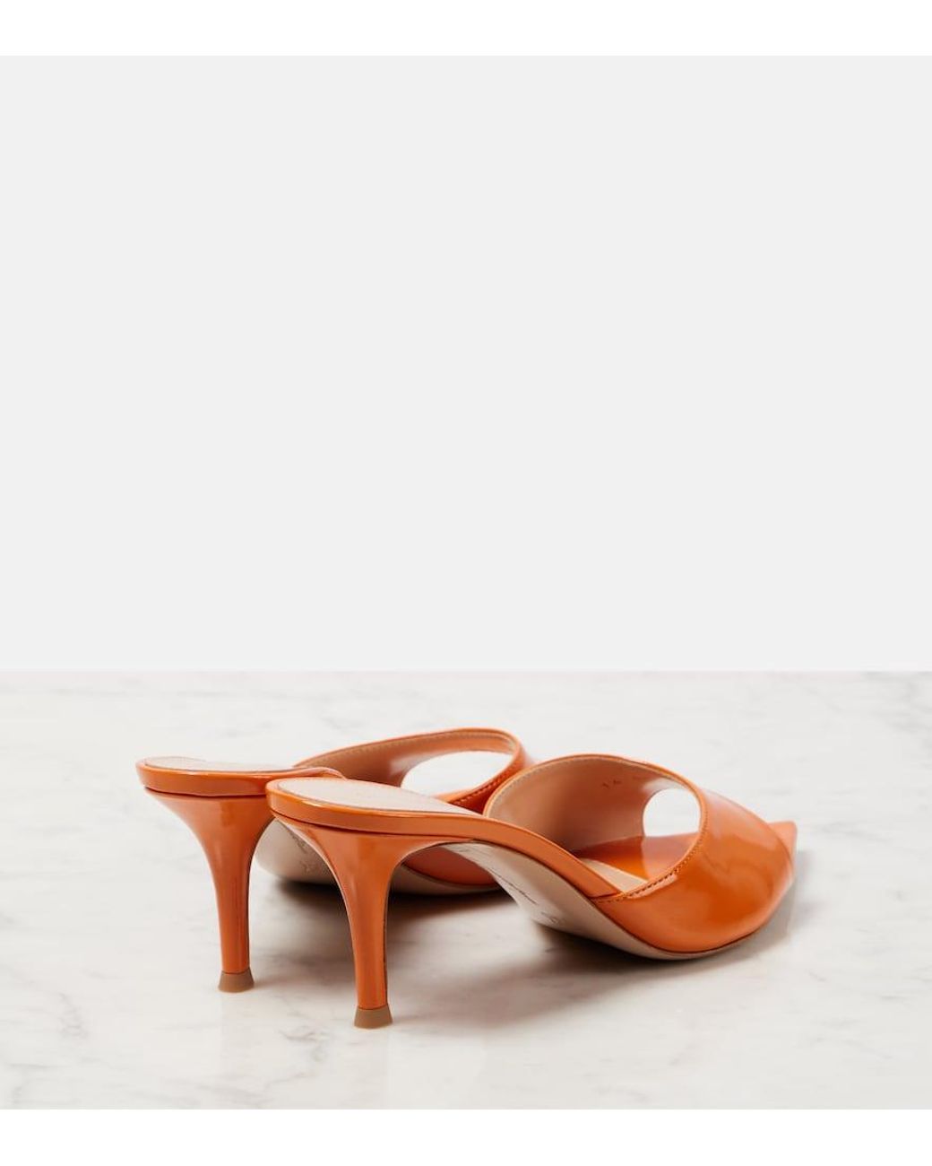 Gianvito Rossi Orange Patent Leather Mules