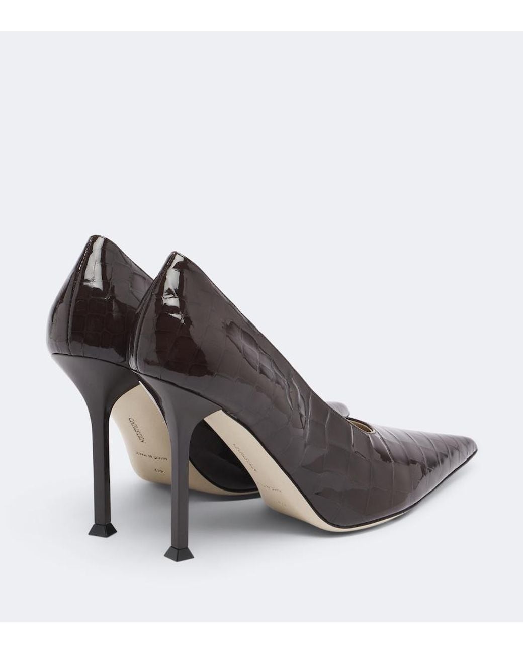 Christen Brown Helix Croc-Effect Patent Leather Pumps