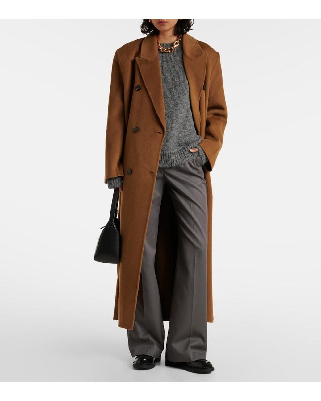 Frankie Shop Brown Mantel Gaia Aus Einem Wollgemisch