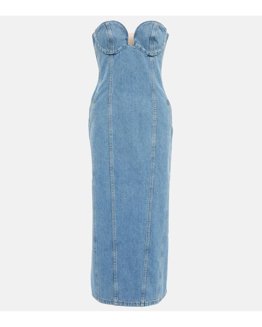 Magda Butrym Blue Denim Bustier Dress