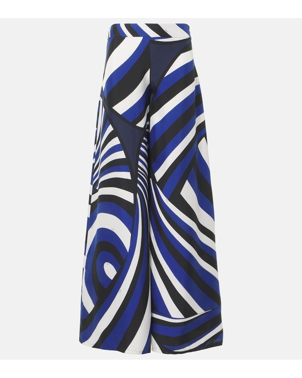 Emilio Pucci Blue Iride Silk Twill Palazzo Pants