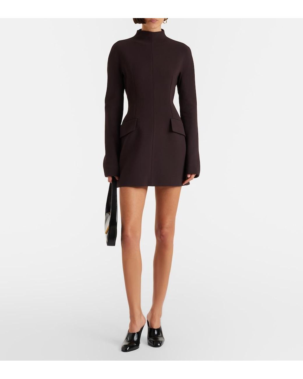 Sportmax Black Peplum Gabardine Minidress